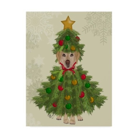 TRADEMARK FINE ART Fab Funky 'Yellow Labrador, Christmas Tree Costume' Canvas Art, 18x24 WAG00455-C1824GG